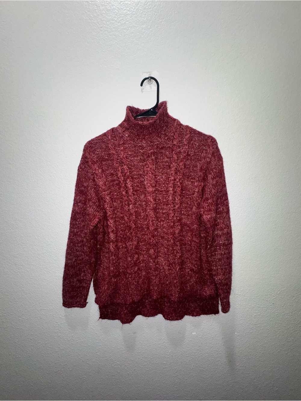 Forever 21 Burgundy Cable Knit Turtleneck Sweater
